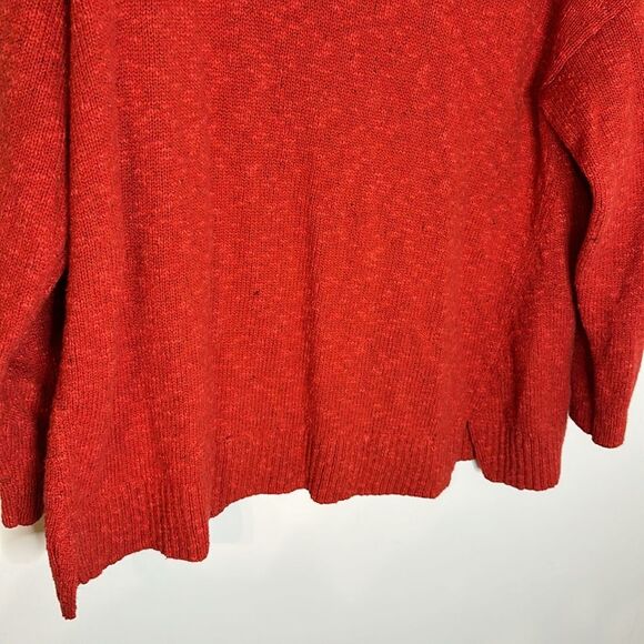 J Jill Red Chili Pepper Cotton Blend Fold over Turtle Neck Petite M 59% Cotton - Picture 4 of 6
